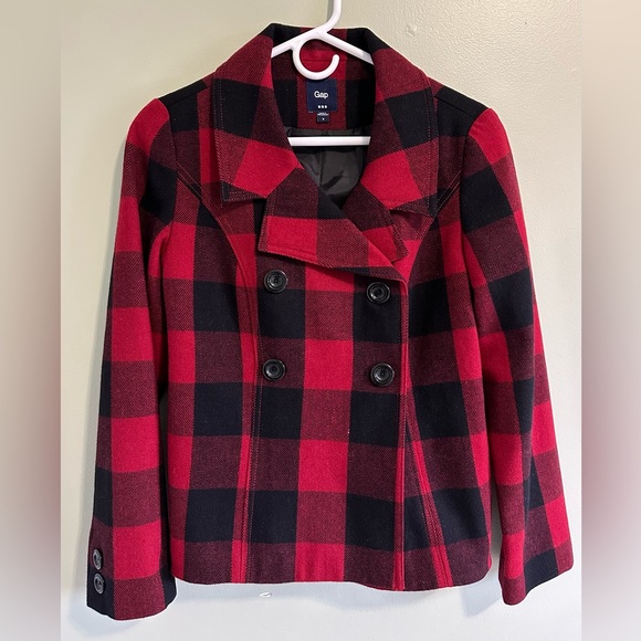 Gap Women’s Buffalo Plaid Double Breasted Peacoat - Picture 1 of 7